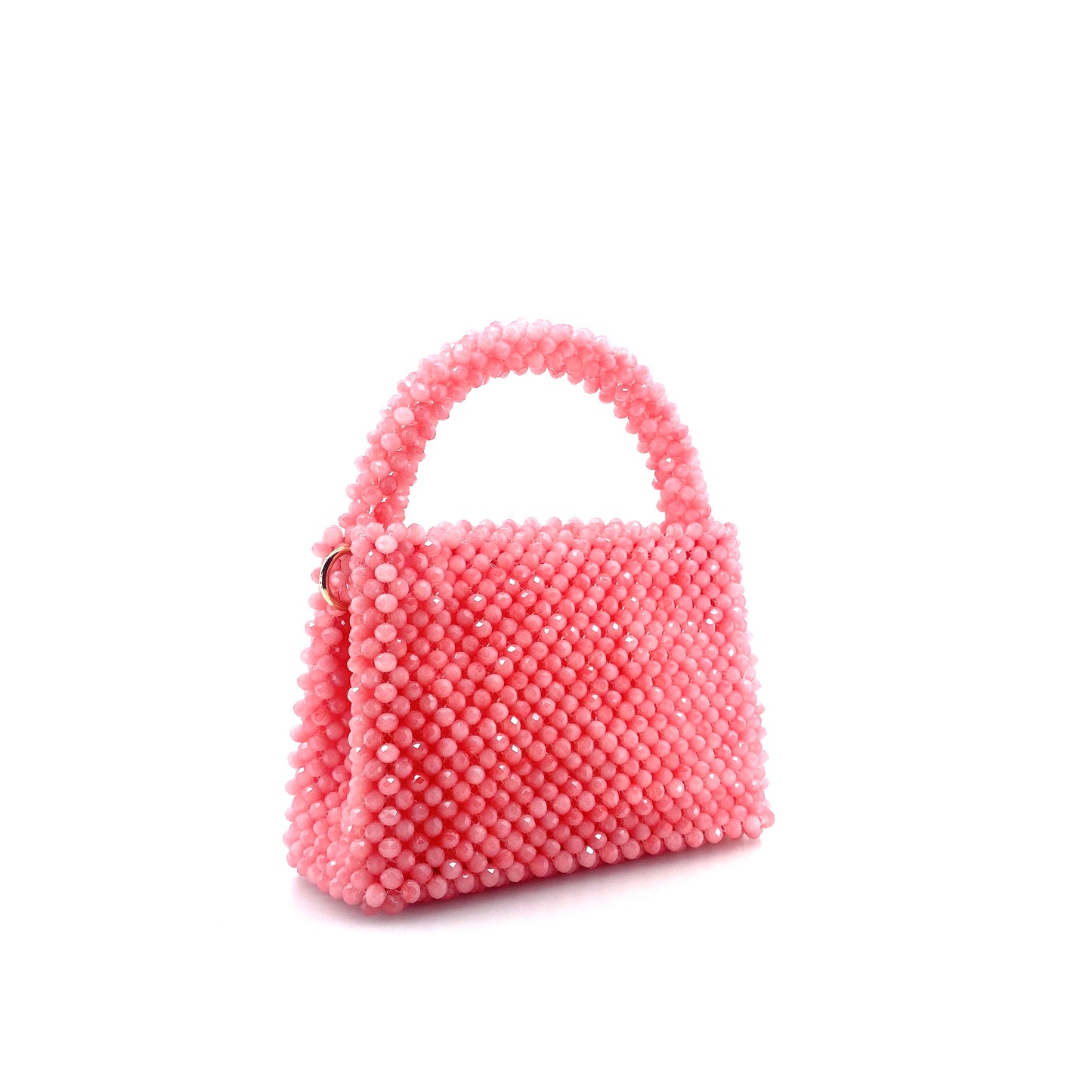 pink beaded handbag. on white background